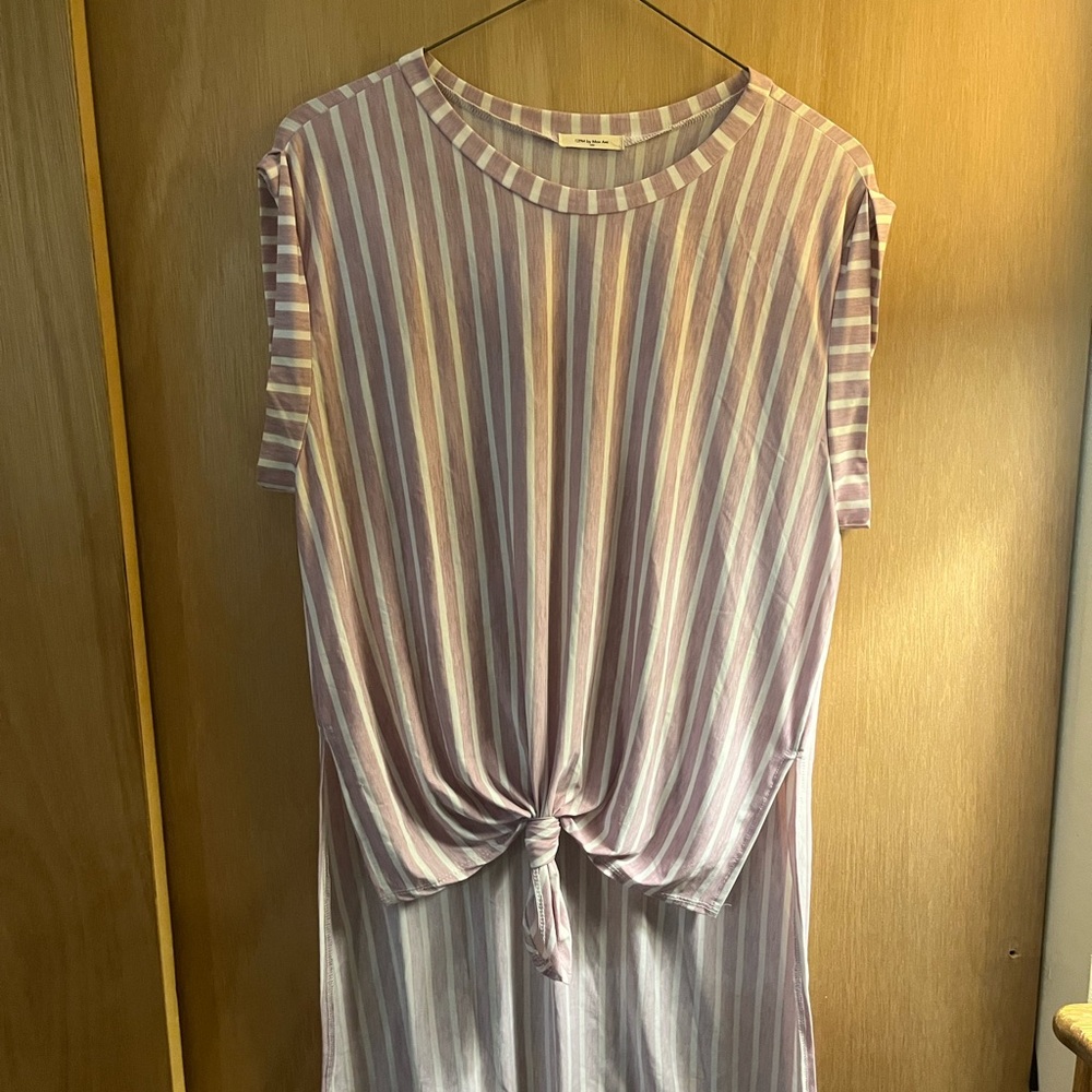Mauve and White Striped Top
